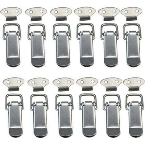 12 PCS Loquet à Bascule Fermoir à Ressort avec Crochet Fermeture à Ressort en Acier Inoxydable pour Coffret, Boîte, Tiroir, Armoire, Trousse médical,Fermeture à Levier, Loquet à Ressort, (1/5)