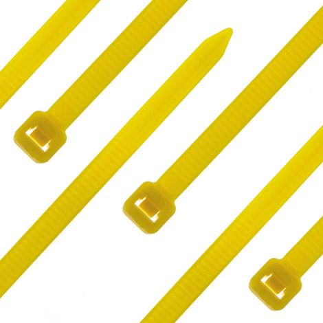 Lot de 100 serre-câbles - Jaune - 100 x 2,5 mm - Indéchirable jusqu'à 8,2 kg - Nylon PA6.6 - Autobloquants - Lot de serre-câbles pour la gestion des câbles, la maison, l'atelier et l'industrie (1/3)