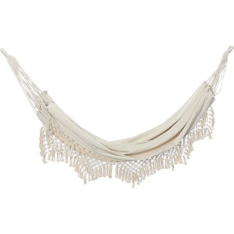Hamac Chaises Balancoire Jardin Exterieur Maison Blanc Coton Corde Maroc Macramé TEMPSA (1/4)