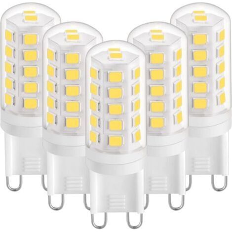 G9 LED Bulbs, 3W Natural White 4000K G9 LED Light Bulbs 420lm Equivalent to 28W 40W Halogen Bulbs, G9 LED Corn Bulbs for Desk Lamps Flicker Free AC 220-240V, 5 Pack (1/5)