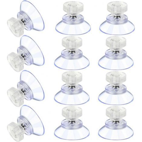 12 ventose grandi, ventose in plastica, ventose in gomma trasparente anticollisione, dadi a vite in metallo, ventose solide in PVC trasparente, ricambio con dadi a vite (25 mm x M4) (1/4)