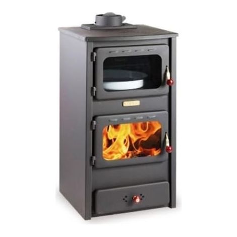 Estufa de leña con horno, 8.4 kw de potencia de calentamiento, tapa fundida, modelo "Kupro Lux Oven Cast" (1/4)