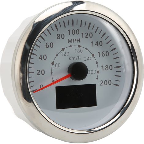 Compteur GPS 85mm 0-300KM/H 0-200MPH Étanche IP67 Rétroéclairage Couleur Totalisateur pour Bateau Camping-car Blanc (1/5)