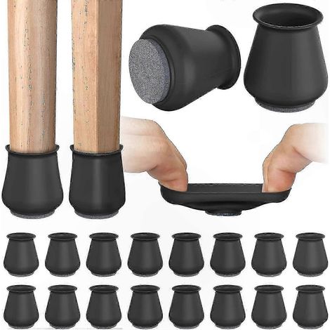 Protège-meubles x16, embouts silicone avec base feutrine antiderapante pour sols, capuchons anti-rayures et antidérapants, lot de 16 patins de protection. (1/5)