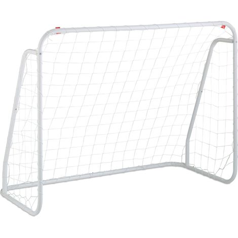 Relaxdays – Cage de foot blanche en acier 96 x 124 x 61 cm – Cadre robuste pour stabilité – Montage facile avec sardines incluses