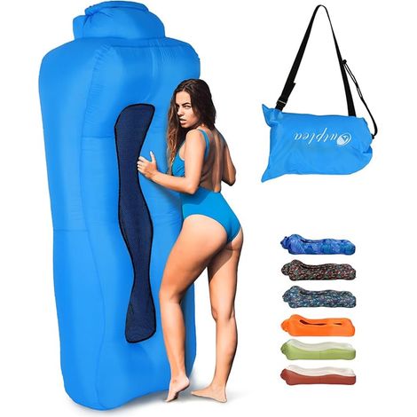 Inflatable Hammock Bag Portable Inflatable Sofa Water Land Air Sofa Outdoor Inflatable Pouffe Garden Camping Beach Travel Blue (1/5)