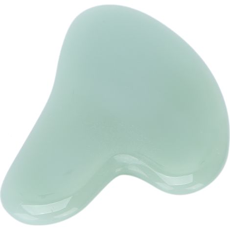 Outil de massage facial Gua Sha en pierre de jade naturelle, planche de massage Gua Sha pour soulager les tensions du visage, couleur pêche et vert clair. (1/5)
