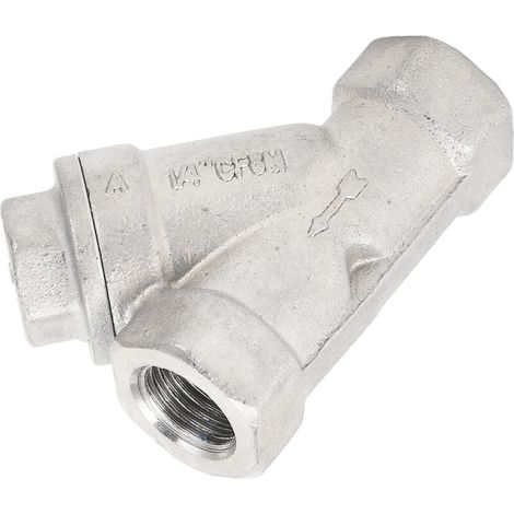 Filtre en Y acier inox 304 fileté 1/4" DN8 double maille pour eau, huile, gaz