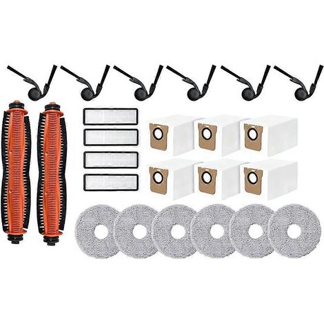 Packung mit 24 Teilen, kompatibel mit Xiaomi Robot Vacuum Cleaner 5 / OV31GL: Hauptbürste, Seitenbürste, HEPA-Filter, Reinigungstuch und Staubbeutel. (1/5)