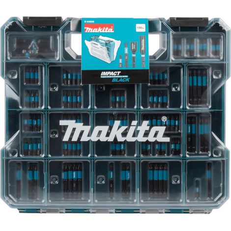 Juego de puntas Makita Impact Black de 100 piezas, 25 / 50 mm (E-24826) S2, acero especial resistente a los golpes, PH / PZ / TX / TH / SL / Hex