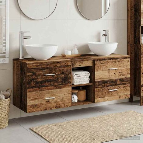 vidaXL Set di Armadi da Bagno 3 pz Legno antico 129 x 35 x 80 cm (1/5)