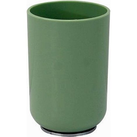 Trade Shop - Bicchiere Porta Spazzolini Dentifricio Verde Silver Accessori Arredo Bagno 79876 - (1/2)