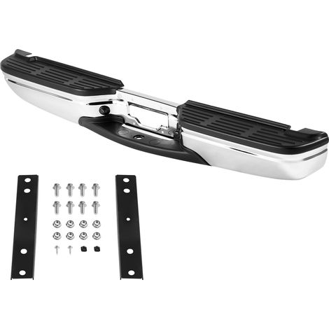 Mophorn Heckstoßstange für Ford F250/F350 Super Duty 1999-2007, Chromstahl, Baugruppe mit Kennzeichenbeleuchtung und Trittbrett, FO1101141