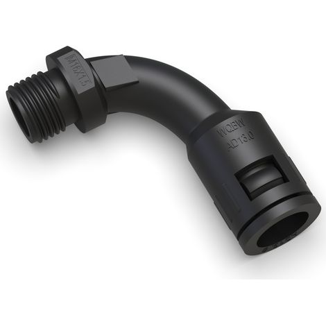 Wellrohrverschraubung 90° Bogen M16 für NW10 IP66 Schwarz