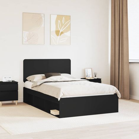 Cadre de lit-Structure de lit Noir 120 x 200 cm Bois de pin massif 477299 (1/5)