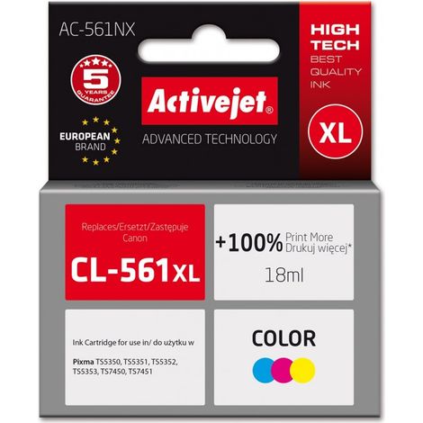 Reemplazo de tinta Activejet AC-561NX Supreme para Canon CL-561XL (18 ml)