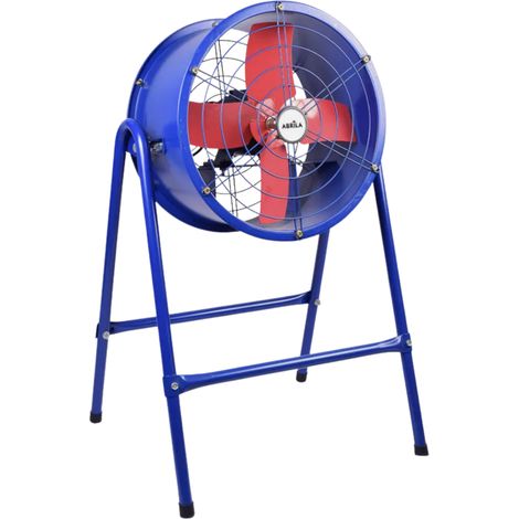 ABRILA- Ventilatore industriale Torrente : 370W : Blu/Rosso : 4 Lame : Supporto in metallo