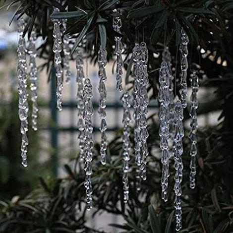 Acrylic icicle Christmas decorations, set of 24 icicles (1/4)