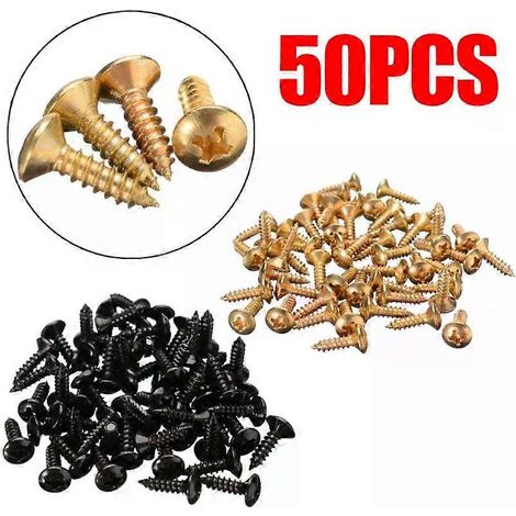 50 Stück/Set Gold Schwarz Silber E-Gitarre Bass Schlagbrett Abdeckplatten Schrauben für Gitarre Bass Metall Befestigungsschrauben (1/4)