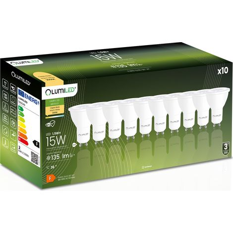 10x LED-Lampe GU10 Spot PAR16 1,5W = 15W 135lm 3000K Warmweiß 36° LUMILED