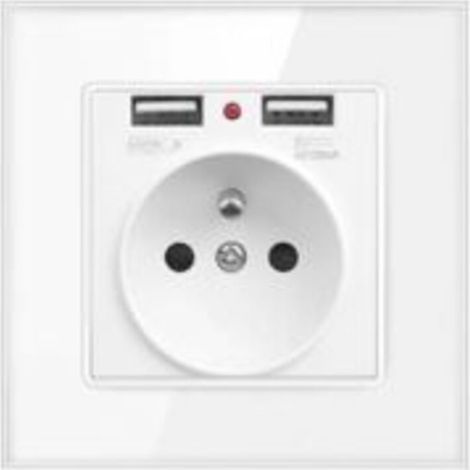 Prise Electrique Murale avec Double USB - Chargeur pour iPhone/Android prise française