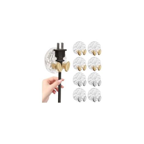 8 ganchos adhesivos, soportes autoadhesivos para enchufes, no requieren perforación, ganchos adhesivos para abrigos para dormitorio infantil, cocina, baño, oficina y enchufes (dorado + plata)