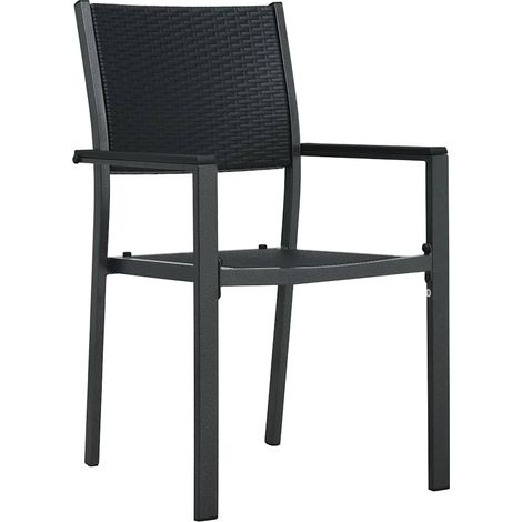 Maison Exclusive - Gartenstühle 2 Stk. Schwarz Kunststoff Rattan- (1/5)
