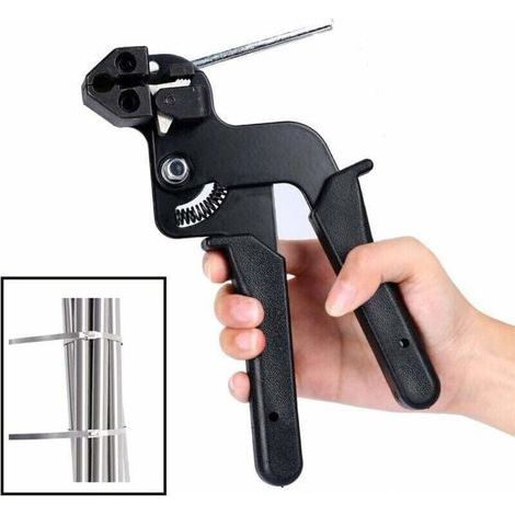 Pistolet d'attache de Câble en Acier Inoxydable, Pince pour Serre-Câbles en Acier Inoxydable avec Fonction de Coupe, Pistolet à Attache Métallique, Pistolet de Serrage Outil de Serrage (1/5)