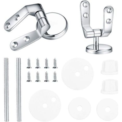 Charniere Abattant WC, Kit Fixations Remplacement pour WC Abattant, Charnière WC Fixations, pour Sièges de Toilette en Résine de Bois - 2 Pcs