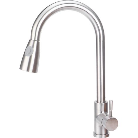 Robinet mitigeur de cuisine G3/8 à double sortie d'eau avec douchette extractible et robinet télescopique pour évier.