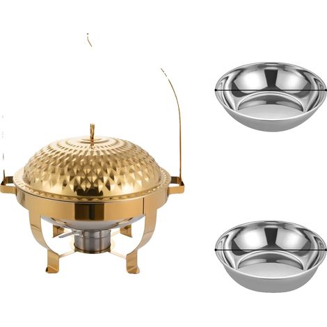 Plat de service, Acier inoxydable, Grande capacité, Or (1/2)
