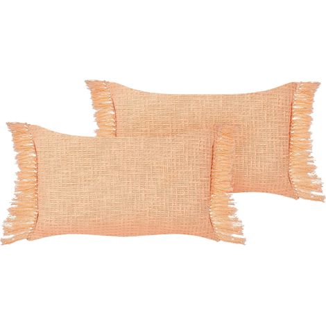 Dekokissen 2er Set TANSY Baumwolle 40 x 60 cm Orange Ohne Muster