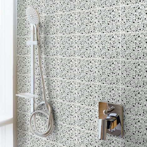Sticker Mural Carrelage adhésif Cuisine Salle de Bain - 30 Stickers Carreaux DE Ciment TERRAZZO - 30stickers20x20cm (1/5)