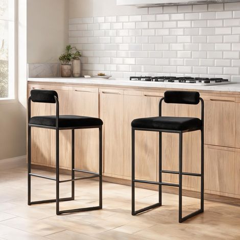 Tabouret de bar moderne avec dossier structure en acier (1/5)