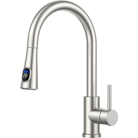 Robinet de cuisine, mitigeur à haute pression, en acier inoxydable (1/5)