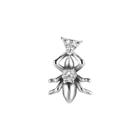 Dado a pressione - scarabeo con zircone bianco - CoCr NF - argento - PI-017 (1/3)