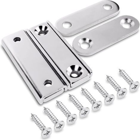 2 pièces Aimants Néodymes Rectangulaires avec Trou 40x13,8x5 mm, 15 kg de force + 2 rondelles en acier + 8 vis incluses (1/5)