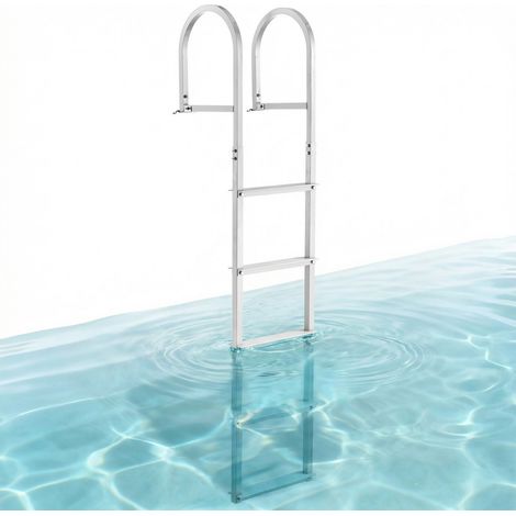Échelle de quai 5 marches amovible, échelle de ponton en alliage d'aluminium, grande capacité de charge 500 lb 226 kg, grandes pédales 78 mm pour embarquement à bord de bateaux, lacs, piscines (1/5)