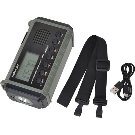 Radio d'urgence solaire 10 000 mAh, à manivelle, rechargeable par USB, radio FM/AM/SW/WX, avec lampe torche LED, lampe de lecture et batterie externe. (1/5)