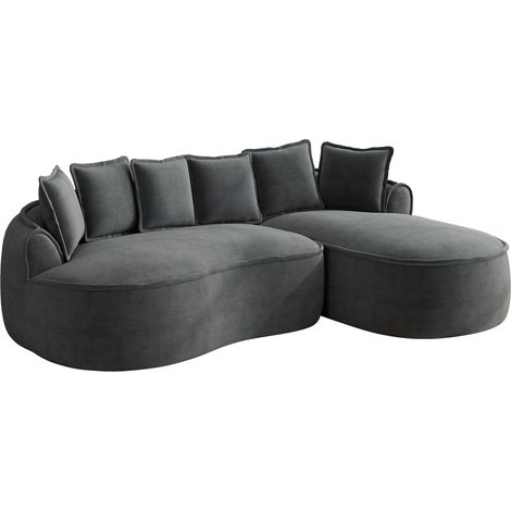 Modulares Ecksofa ohne Gestell aus Chenille, grau, 252 x 164 x 67 cm (1/5)