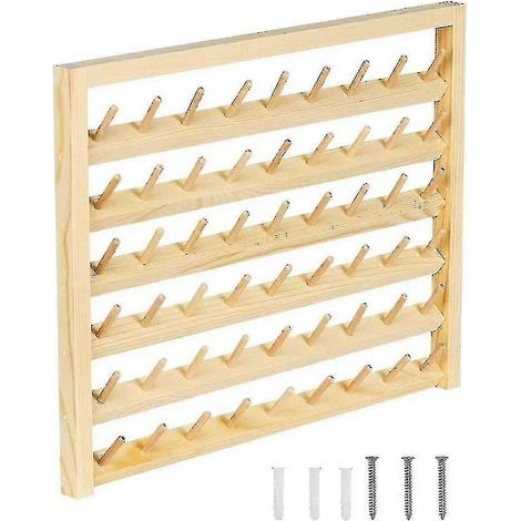 Porte-bobines mural pour 54 bobines de fil à coudre avec organiseur de broderie en bois (1/4)