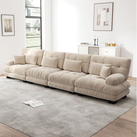 Canapé modulable 4 places chenille salon angle confort OKMYHOME (1/5)