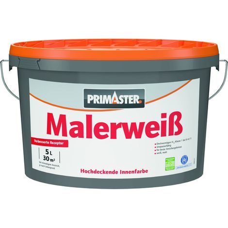 Primaster Wandfarbe Malerweiß konservierungsmittelfrei 5 L Lack