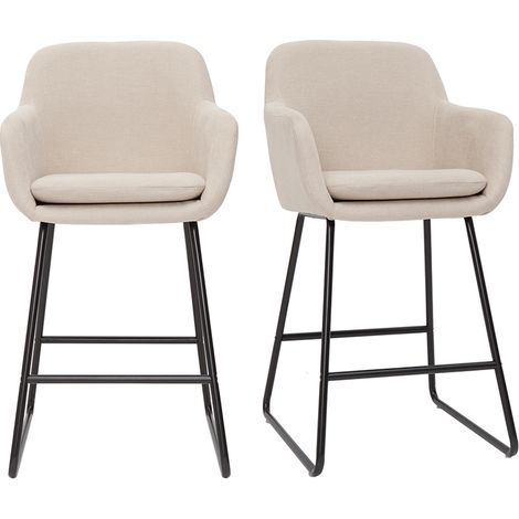 Sgabello da bar in tessuto effetto velluto beige H65 cm (set di 2) AMIKA