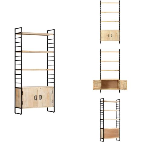 Bibliothèque à 4 niveaux 80x30x180 cm Bois de manguier massif - Bibliothèque Industrielle - Bibliothèque Design - Bibliothèque Rangement - Bibliothèque Bois - Bibliothèque Manguier (1/5)