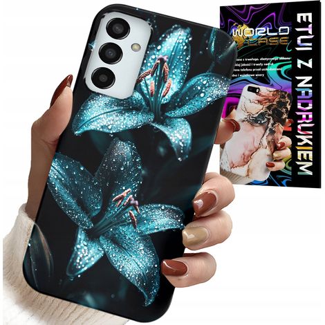 Custodia per Samsung Galaxy M23 - motivo gigli turchesi + vetro (1/5)