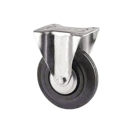 Roulette fixe sur platine charges légères 3478 charge 70kg roue caoutchouc diamètre 80mm avec moyeu lisse - Tente