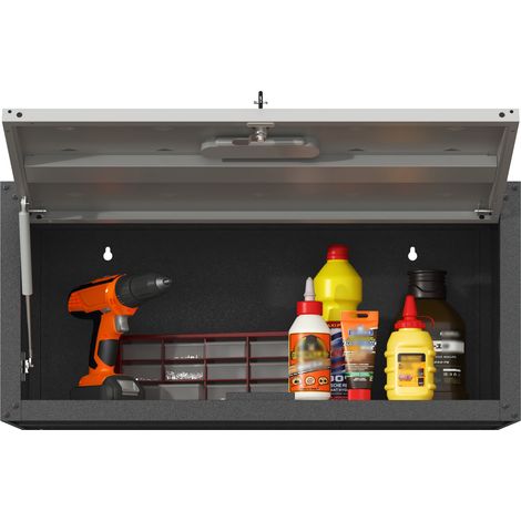 Armoire murale métallique polyvalente, porte verrouillable, cabinet à outils en acier suspendu, H34,5 x L75 x P30 cm, acier (1/5)