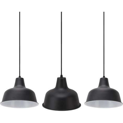 Lot 3 suspensions noir mat – éclairage ferme – hauteur réglable – suspendue – cuisine / îlot / restaurant