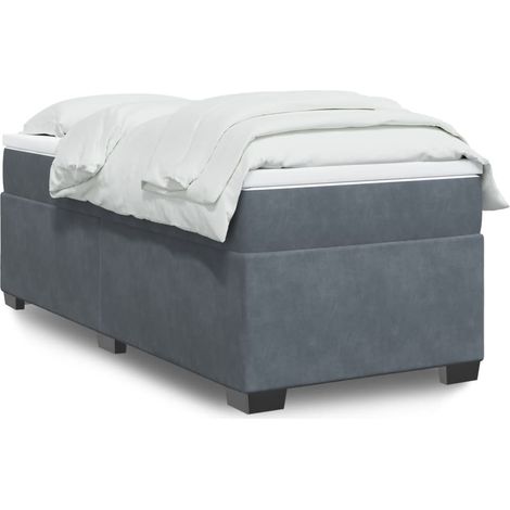 Boxspringbett mit Matratze Dunkelgrau 100x200 cm Samt